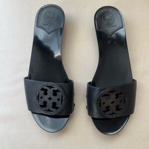EUC TORY BURCH MILLER BLACK 30MM SLIDES SIZE 6.5